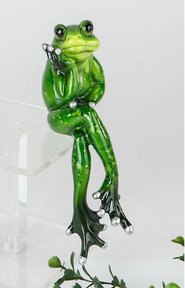 Frosch Gewichtheber Hantel Lurch DekoTier Figur Gecko Skulptur Froschkönig Kröte 