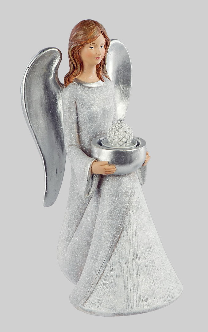 Engel Dekoengel mit Teelichthalter Keramik Schutzengel Deko Figur Skulptur 