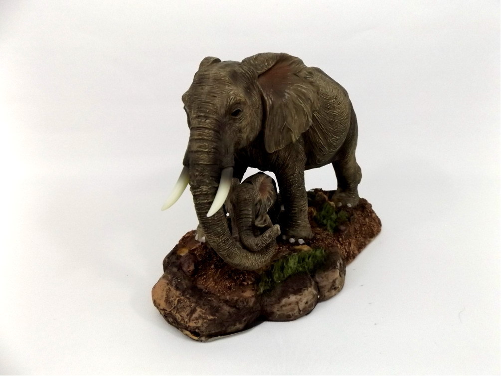 Elefant mit Baby Tierfigur Skulptur Deko Garten Tier Figur Afrika Statue 