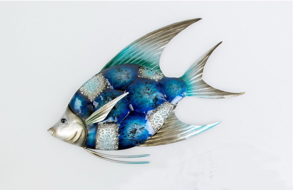 Wanddeko Fisch Zierfisch Schwarm Wandbild Metall Deko Tier Figur Skulptur Hänger