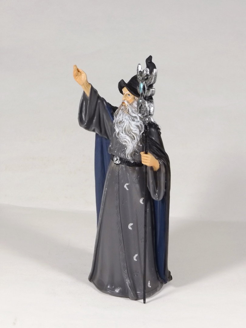 Merlin mit Stab Zauberer Magier Gothic Mystik Fantasy Deko Figur Skulptur Hexe