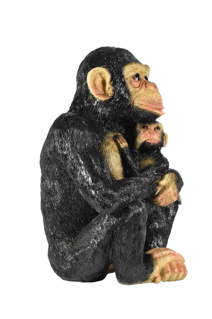 Schimpanse Affe mit Kind Baby Deko Garten Afrika Tier Figur Skulptur Statue 