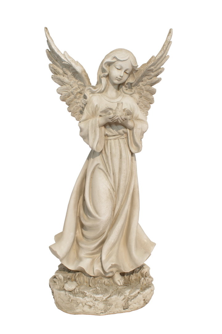 Dekofigur Engel mit Vogel Engelsfigur Figur Putte Dekoengel Engelfigur 20 cm 